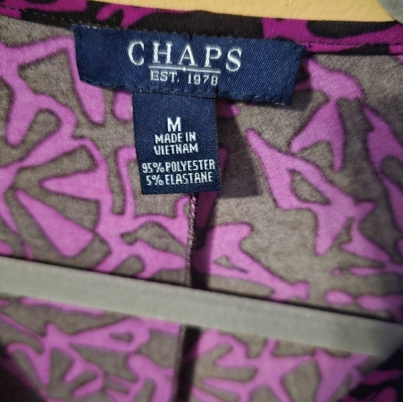 Chaps Woman’s Black/Purple Faux Criss Cross Wrap Front Dress Size M - Picture 2 of 3